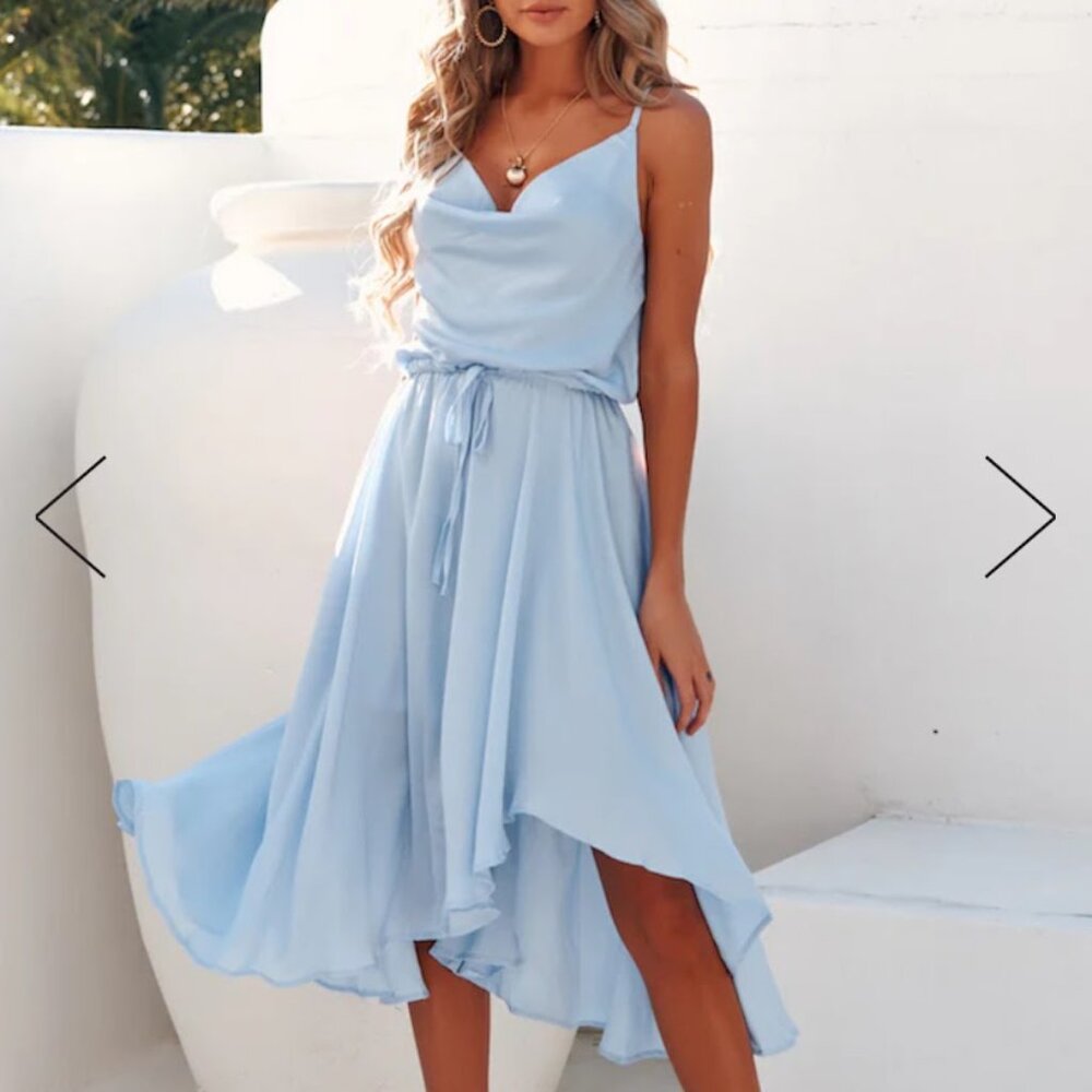 HELLO MOLLY BAYSHORE MIDI DRESS STEEL BLUE SIZE M